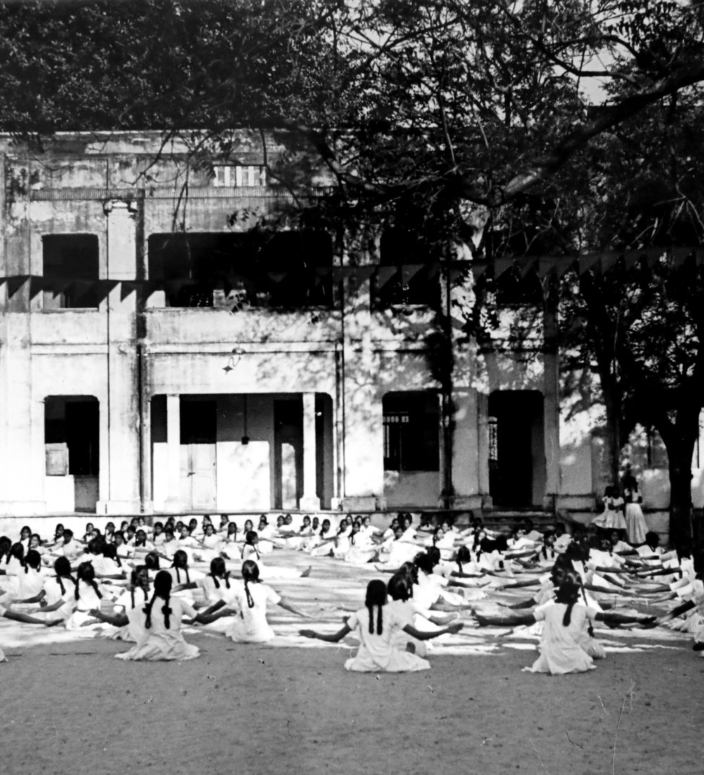 The Madras Seva Sadan Girls School - practicing yoga
